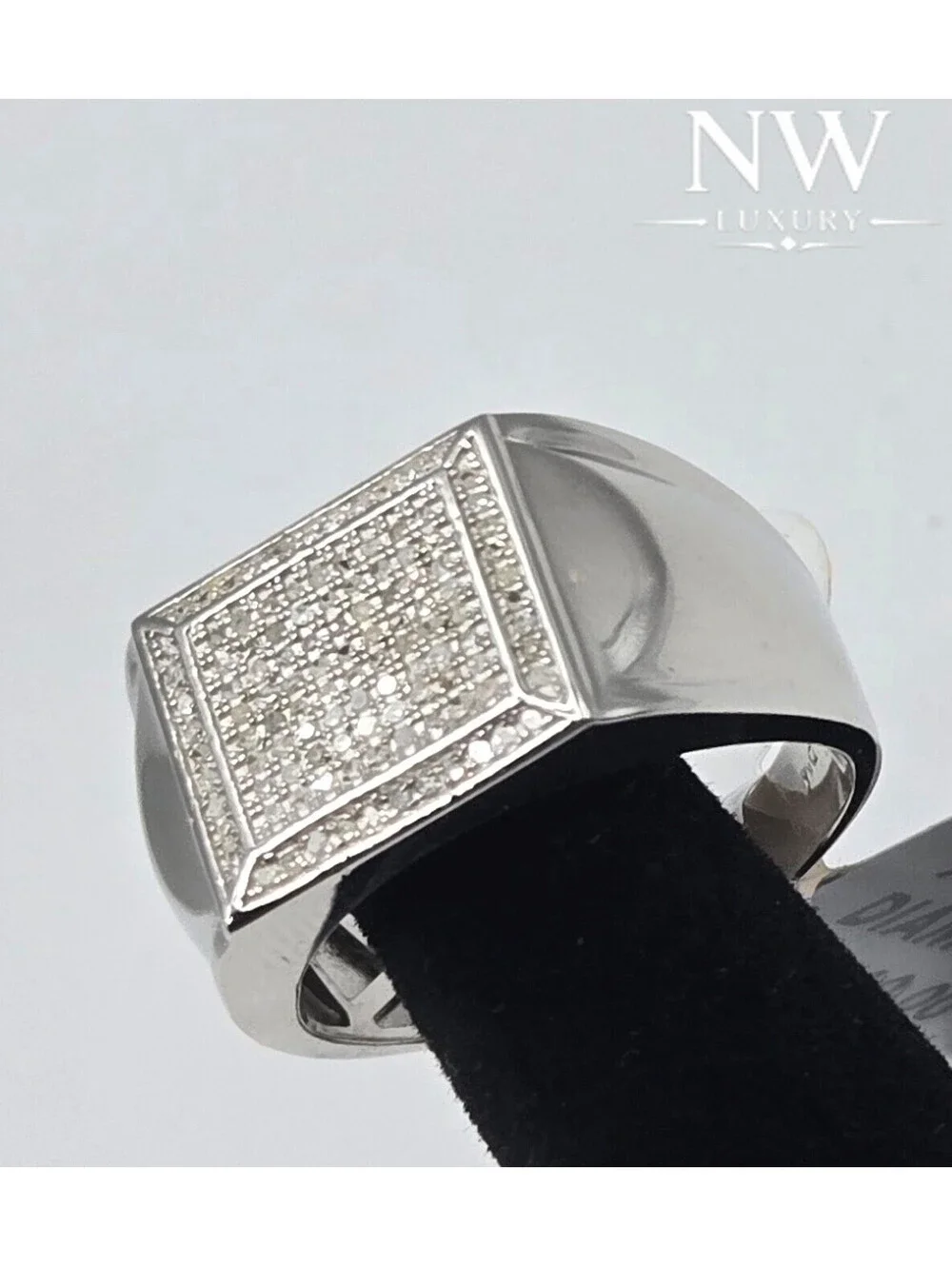 NEW Solid 925 Sterling Lab Diamond .50ctw, Mens Ring Size 10